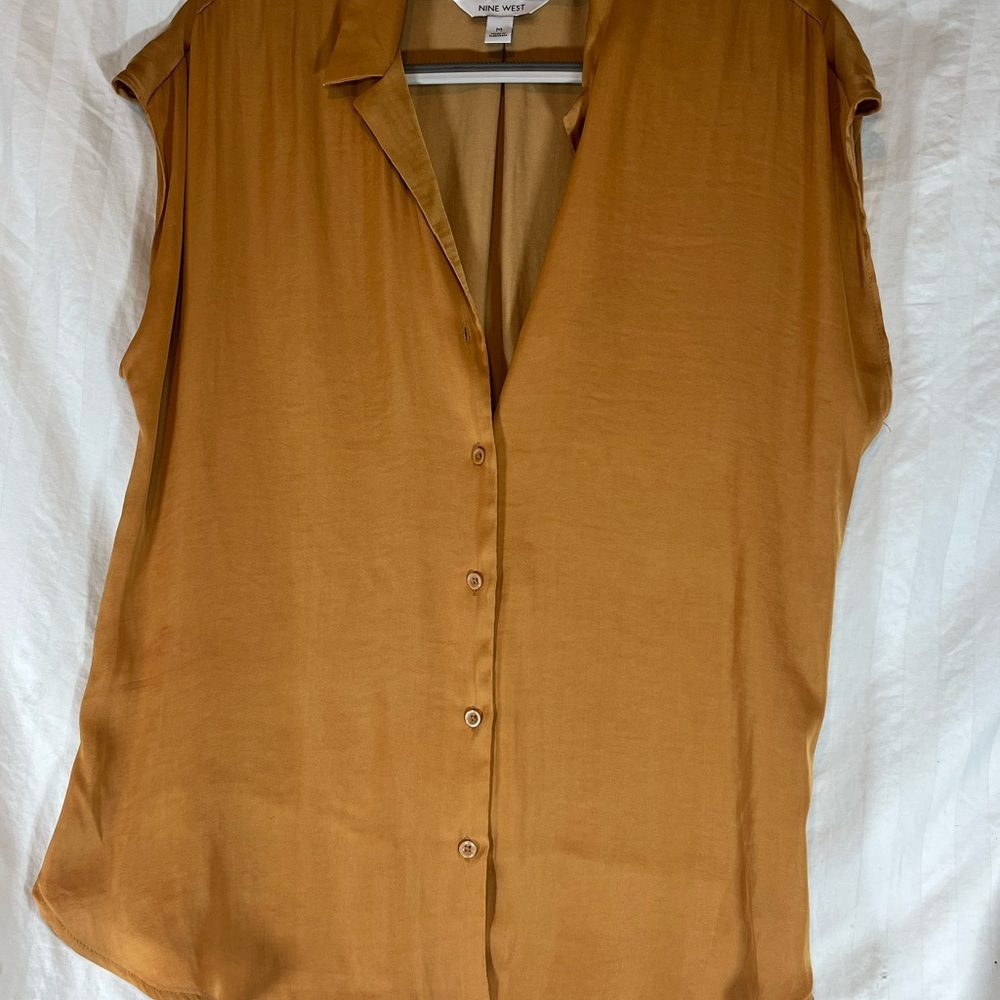 Nine West Camel Button-Down Shirt